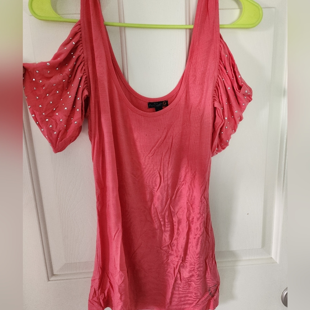 Guess Embellished Cold Shoulder Top